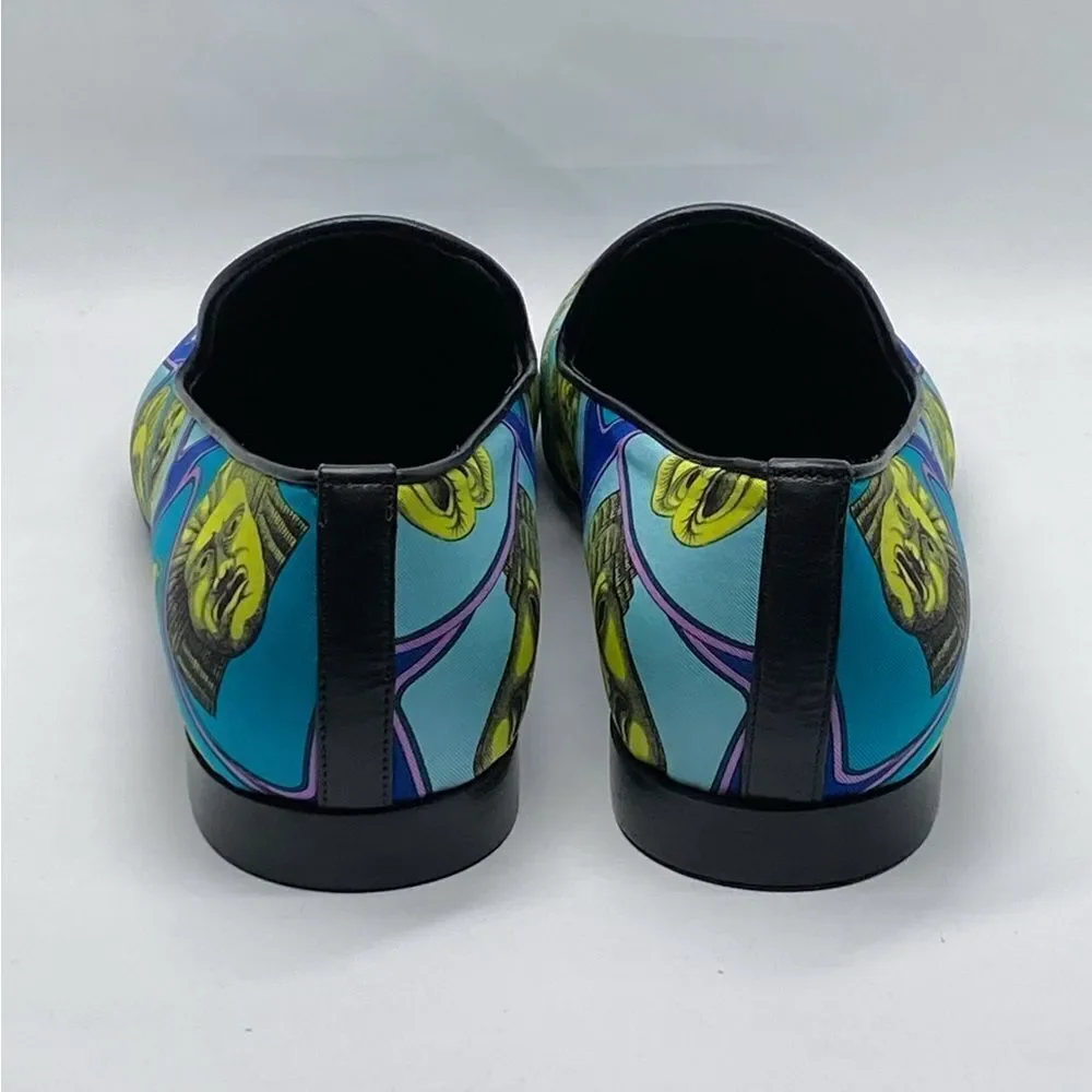 Versace Masks Print Silk Twill Loafer size 43/us size 10
